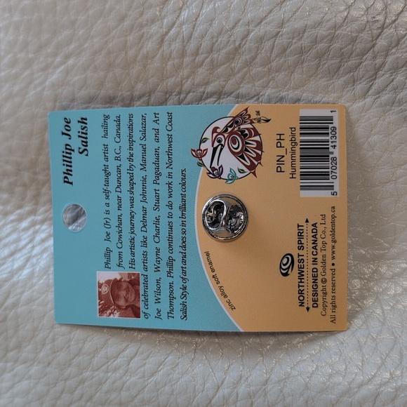 'Hummingbird' Pin Indigenous Design by Philip Joe, Salish - Picture 2 of 4